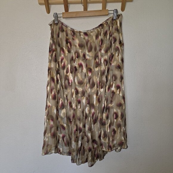 Jones New York Collection Silk Blend Midi Skirt Size 14 Brown Pink Abstract - Picture 10 of 13